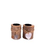 Holz-Kerzenhalter mit Anhänger, 2er-Set