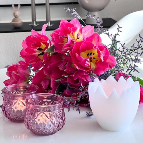 Teelichthalter-Set aus Glas, rosa