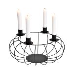 Adventskranz aus Metall, schwarz, 30 cm