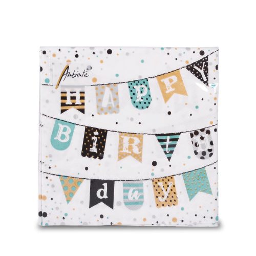 Papierservietten 33x33 cm, Happy Birthday Girlande