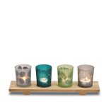 Windlichter mit Blatt-Dekor, 4er-Set