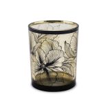 Glaswindlicht mit Blumengrafik, 8 cm, schwarz/gold